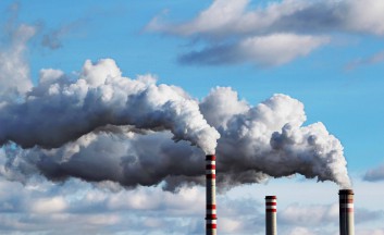 detail of white smoke polluted sky